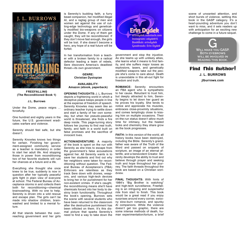 An image of a featured review originally published in Clean Fiction Magazine written by Erin Dydek.